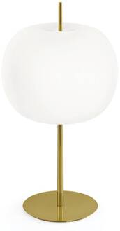 tafellamp Kushi XL, messing/wit, hoogte 60 cm, dimbaar opaalwit