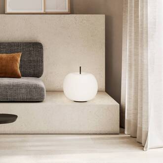 tafellamp Kushi, zwart/wit, Ø 33 cm, glas opaal, zwart