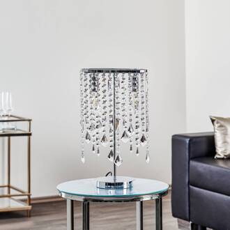 Tafellamp Laila met kristal-behang 2-lamps chroom, helder