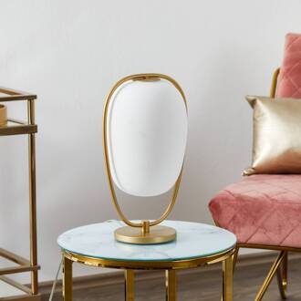 tafellamp Lannà, wit/goud, hoogte 40 cm, glas messing, wit