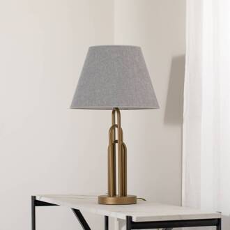 Tafellamp Lazar, grijs/goud antiek, hoogte 65 cm, textiel/metaal grijs, antiek goud