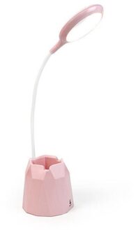 Tafellamp Leds Usb Touch Night Light Traploos Dimmen Bureaulamp Oogbescherming Leren Multifunctionele Beugel Pen Houder roze