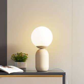 tafellamp Lennes, beige, glas, Ø 20 cm wit mat, beige
