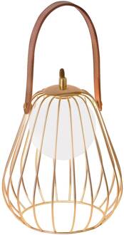 Tafellamp Levik met gouden kooi goud, zwart, wit