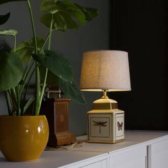 tafellamp Lucca, zandkleurig, hoogte 45 cm, keramiek beige, goud,
