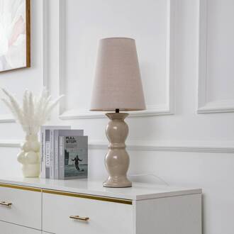 tafellamp Lyndorin, beige, keramiek