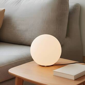 tafellamp Marike, wit, glas, bol, Ø 25 cm, E27