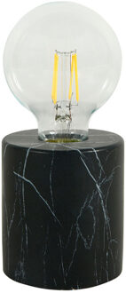 Tafellamp - marmerlook - zwart - cement - E27 - 18 cm