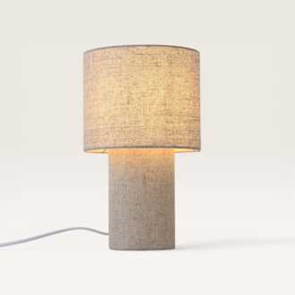 Tafellamp Marone lino m - Met een kap en voet van doorschijnend linnen, voor binnenshuis - Zonder lichtbron Beige
