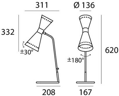 tafellamp Megafono, ivoorkleurig, 62 cm, metaal ivoorkleurig, goudkleurig