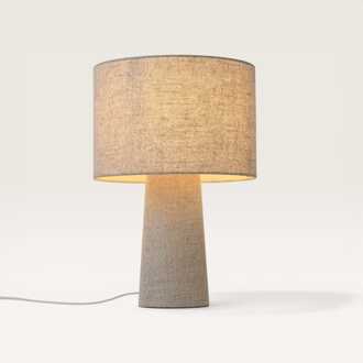 Tafellamp Melyro lino - Met een kap en voet van doorschijnend linnen, voor binnenshuis - Zonder lichtbron Beige