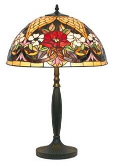 Tafellamp met bloemmotief in Tiffany-stijl bruin, kleurrijk
