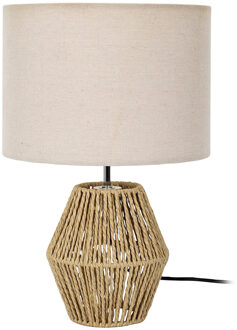 Tafellamp met linnen kap - rond - 30 cm - Boho/ibiza stijl - natuurlijk wonen