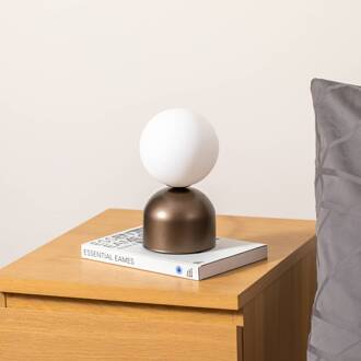 Tafellamp Miki, bruin, hoogte 21 cm, metaal/glas, G9 bruin, opaal