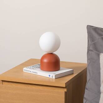 Tafellamp Miki, terracotta, hoogte 21 cm, metaal/glas, G9 terracotta. opaal