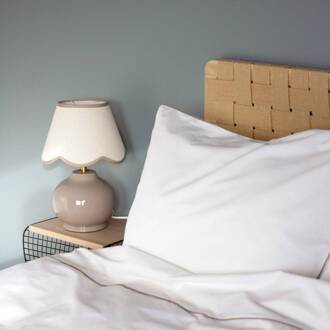 tafellamp Nell, nougat, keramiek, 34 cm hoog, E27 nougat, wit