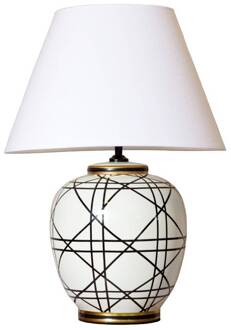 tafellamp New York, wit, hoogte 60 cm, keramiek wit, zwart