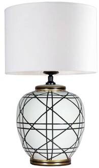 tafellamp New York, wit, hoogte 61 cm, keramiek wit, zwart