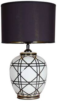 tafellamp New York, zwart, hoogte 45 cm, keramiek zwart, wit