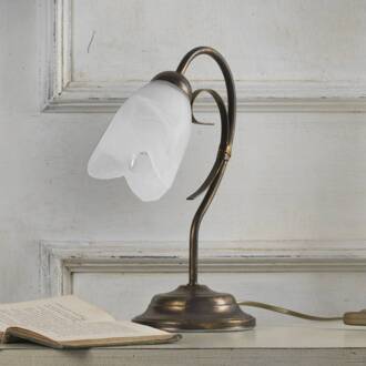 Tafellamp Odino, 1-lamp, bronskleurig, metaal, glas brons, wit