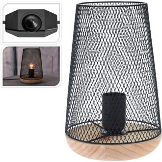 Tafellamp op Houten Voet Zwart