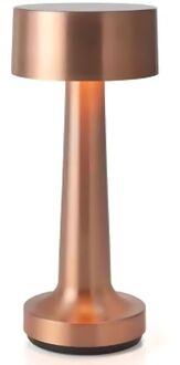 Tafellamp Oplaadbaar - Draadloos en dimbaar - Moderne touch lamp - 21 cm - Roségoud Koperkleurig