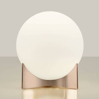 tafellamp Oscar, roségoud, Ø 20 cm, opaalglas roségoud, wit