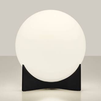 tafellamp Oscar, zwart, Ø 20 cm, opaalglas zwart, wit