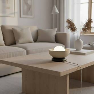 Tafellamp Ozzy LN1, beige, staal/glas, hoogte 13 cm, G9 beige, zwart, wit