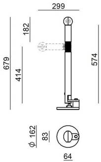 tafellamp Periscopio, rood, hoogte 68 cm, metaal
