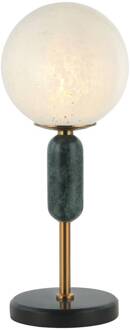 Tafellamp Polly met glazen kap, marmer-element oudmessing, marmer, wit