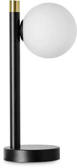 Tafellamp Pomì 1-lamp met glasbol gesatineerd wit, zwart