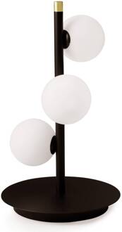 Tafellamp Pomì met drie glasbollen gesatineerd wit, zwart