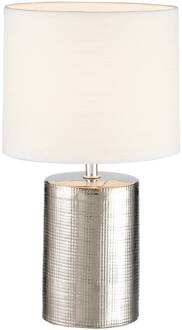 Tafellamp Prata, cilindrisch, wit/zilver wit, antiek zilver