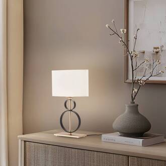 Tafellamp Priam, zwart/goud, staal, hoogte 42 cm zwart, goud, crème