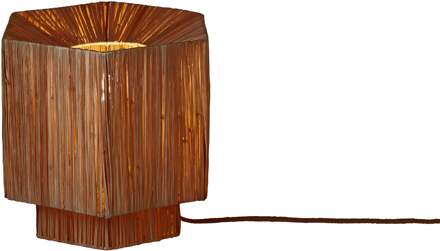 Tafellamp raffia Panama rond/octogone ø28xh.26cm bruin, S