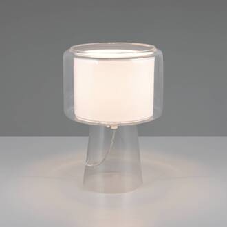 Tafellamp Rocka, helder, hoogte 29 cm, glas/stof helder, wit