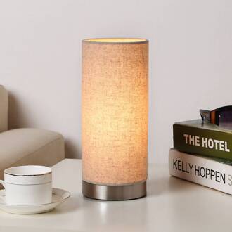 tafellamp Ronja, hoogte 26 cm, crèmekleurig, textiel crème, nikkel gesatineerd