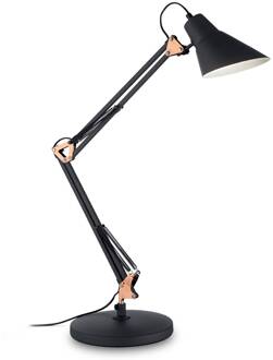 Tafellamp Sally, in hoogte verstelbaar, kantelbaar zwart mat, koper