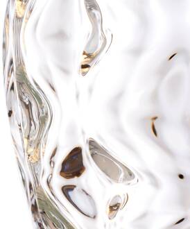 Tafellamp Samara, Ø 45,7 cm, helder, stof, glas, 2-lamps duidelijk