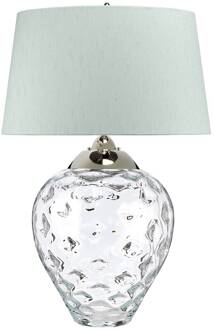 Tafellamp Samara, Ø 51 cm, helder, stof, glas, 2-lamps duidelijk