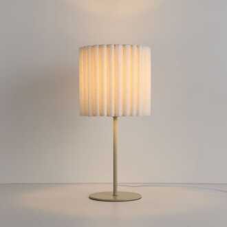 Tafellamp Selyra lino bianco s - E27-fitting - IP20 voor binnen - Linnen kap - Metaal frame - Wit Beige