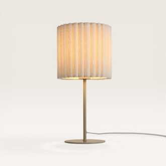 Tafellamp Selyra lino bianco s - Lamp voor binnen, met kap van geplooid linnen en metalen voet - Zonder lichtbron Beige