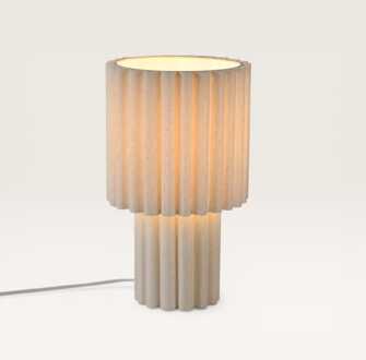 Tafellamp Selyra lino - Paddenstoel lamp voor binnen, compleet van geplooid linnen - Zonder lichtbron Beige