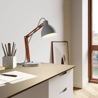 Tafellamp Skansen, verstelbaar, grijs grijs, donker hout