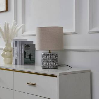 tafellamp Thalorin, 36,5cm, zwart/wit, keramiek wit, beige