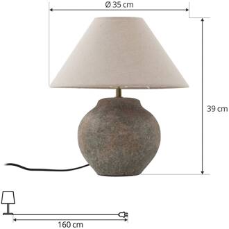 tafellamp Thalorin, hoogte 39 cm, keramiek bruin, grijs