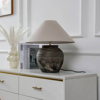 tafellamp Thalorin, hoogte 46 cm, grijs, keramiek bruin, beige