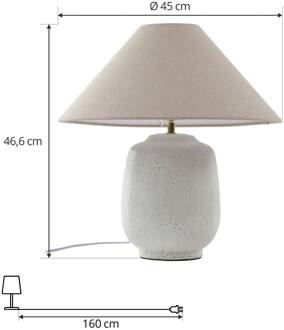 tafellamp Thalorin, hoogte 47 cm, wit, keramiek wit, beige