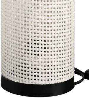 Tafellamp Tina, wit met patroon, cilindrisch, Ø 14 cm wit met patroon, zwart